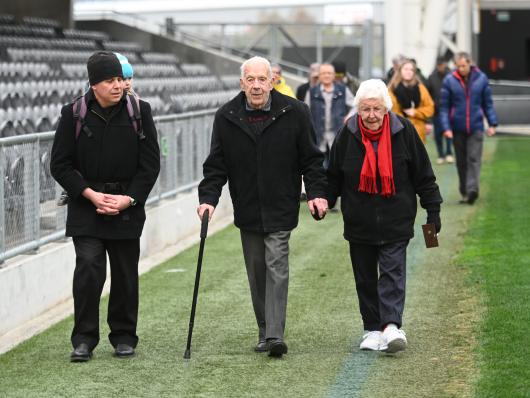 Walking for Wishbone in the Forsyth Barr Stadium